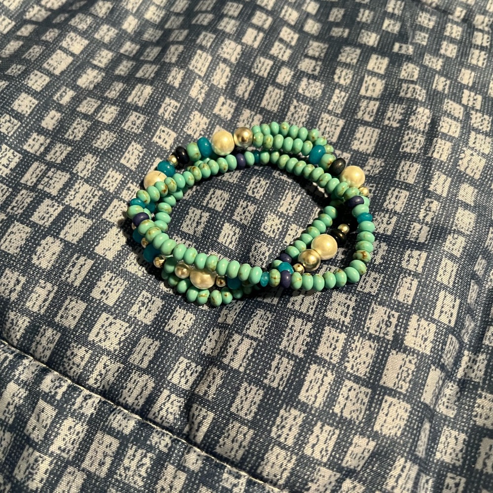 Lucky brand beaded bracelet set, turquoise and white